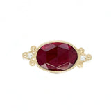 Oval Rhodolite Garnet with Diamond Bead Accents Ring