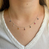 Chain With Multi Sapphire Drops Necklace
