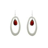 Oval with Garnet Earrings