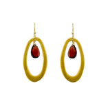 Oval with Garnet Earrings