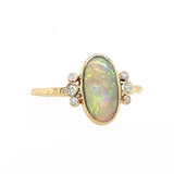 Australian Opal Pill with Diamonds Ring