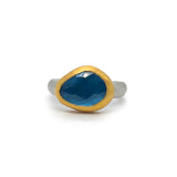 Blue Topaz Eye Shaped Ring