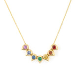 Double Sided 7 Sapphire Bezel Sliding Teardrop Necklace