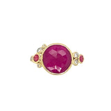 Rosecut Ruby, Pink Sapphire and Diamond Ring