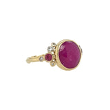 Rosecut Ruby, Pink Sapphire and Diamond Ring