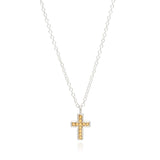 Reversible Two Tone Small Cross Necklace