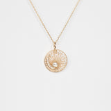 Grey Diamond Moon Open Sun Necklace