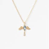 Pear Aquamarine Angel Necklace