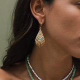 Green Turquoise Chandelier Earrings