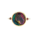 Abalone and Pink Sapphire Ring