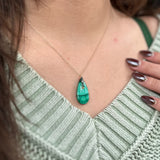 14k Teardrop Malachite Necklace