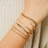 Small Curb and Medium Square Oval Link Double Chain Bracelet