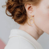 Gold Diamond Circle Earrings