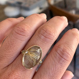 Rutilated Quartz and Yellow Diamonds Ring in 14k gold
