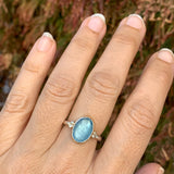 Checkerboard Aquamarine Ring Diamond Clusters