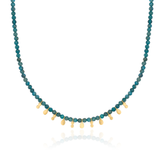 Apatite Beaded Necklace with Gold Charms
