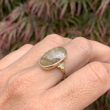 Rutilated Quartz and Yellow Diamonds Ring in 14k gold