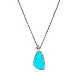 Asymmetrical Chrysocolla  Druzy Necklace