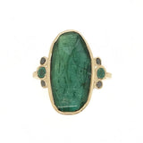 Teal Green Tourmaline with Sapphires Ring