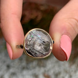 Tourmalinated Quartz Ring with Black Diamonds