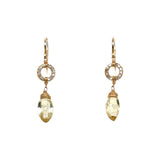 Pave Diamonds with Citrine Drop Earrings