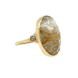 Rutilated Quartz and Yellow Diamonds Ring in 14k gold