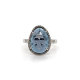 14k Gold Organic Shape London Blue Topaz Ring
