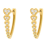 Large Graduated Diamond Heart Hoops