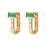 Classic Emerald Baguette Cushion Hoops