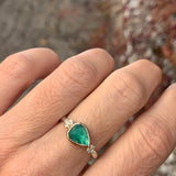 Zambian Emerald Pear Ring with Diamonds