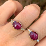 Ruby Ring With Brilliant White Diamond clusters