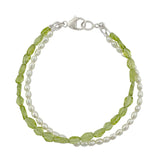Double Pearl and Peridot Bracelet