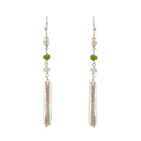 Long Pearl and Tourmaline Earrings