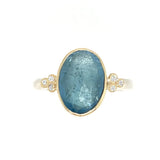Checkerboard Aquamarine Ring Diamond Clusters
