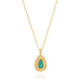 Turquoise Cabochon Drop Pendant Necklace