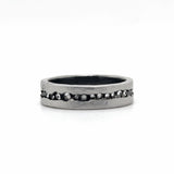Platinum over Oxidized Sterling Silver Band With Inverted Diamonds