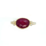 Ruby Ring With Brilliant White Diamond clusters