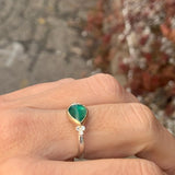 Zambian Emerald Pear Ring with Diamonds