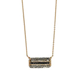 Two Tone Bar Necklace with Black Diamonds