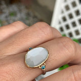 Grey Moonstone Ring with Blue Zircons