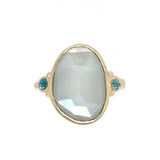 Grey Moonstone Ring with Blue Zircons