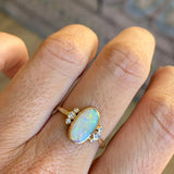 Australian Opal Pill with Diamonds Ring