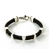 Spaced Trapezoid Leather Bracelet