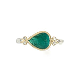 Zambian Emerald Pear Ring with Diamonds