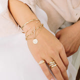 14k Thin Wire Cuff with 5 French Pave and Prong Set Diamond Bracelet {Trunk Show}