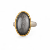 Oblong Oval Obsidian Ring