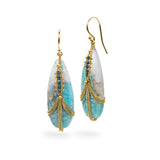 Draped Amazonite Earrings with Blue Diamonds