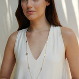 Plated Multi Disc Station Long Necklace-TWT (Disc)