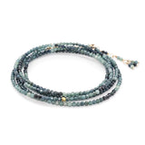 Blue Tourmaline Bead Wrap Bracelet - Necklace