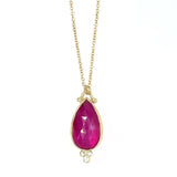 Bright Pink Ruby Necklace with Diamonds